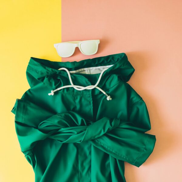 green raincoat