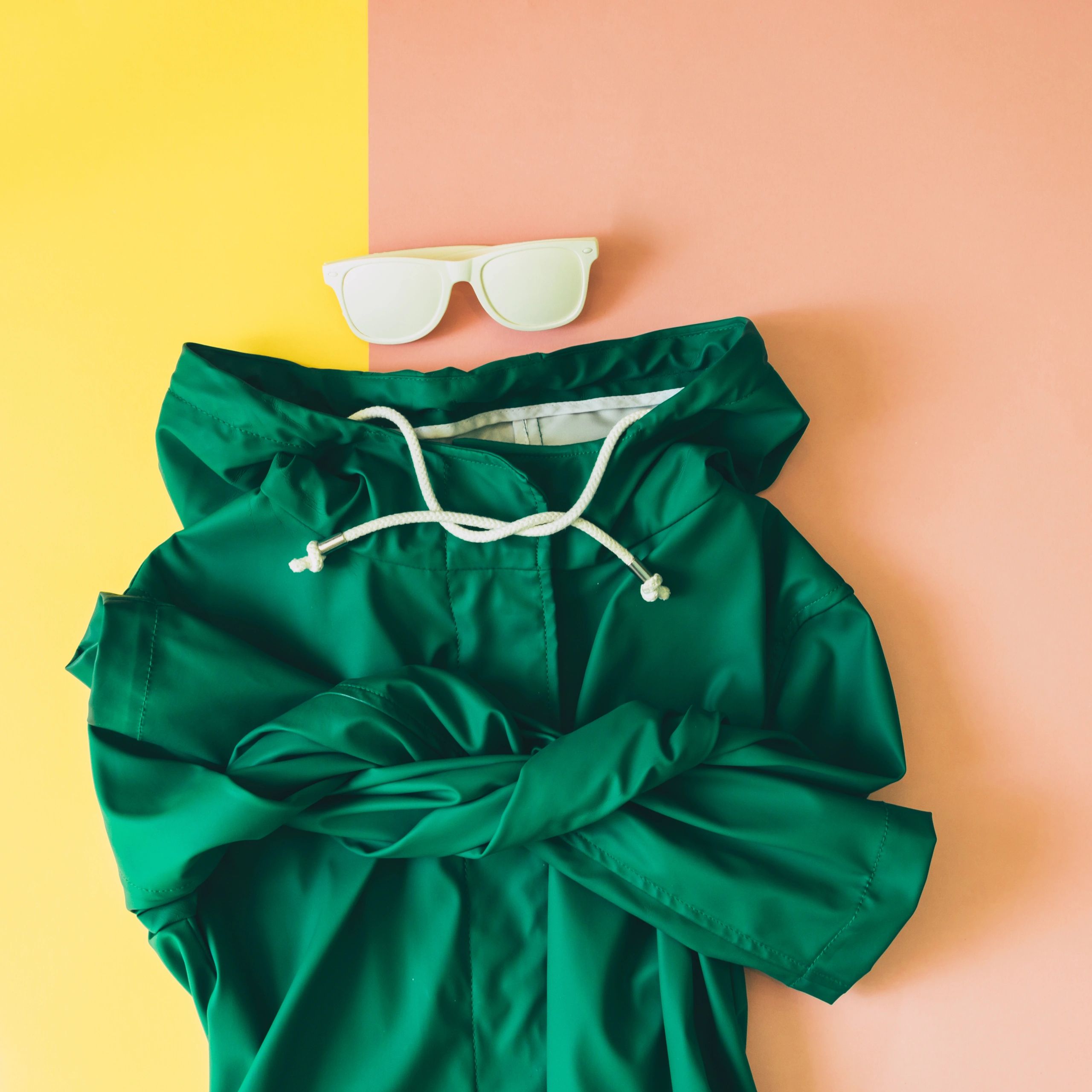 green raincoat